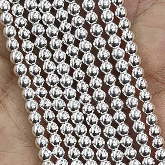 Hematite Beads Smooth Round Shiny Silver