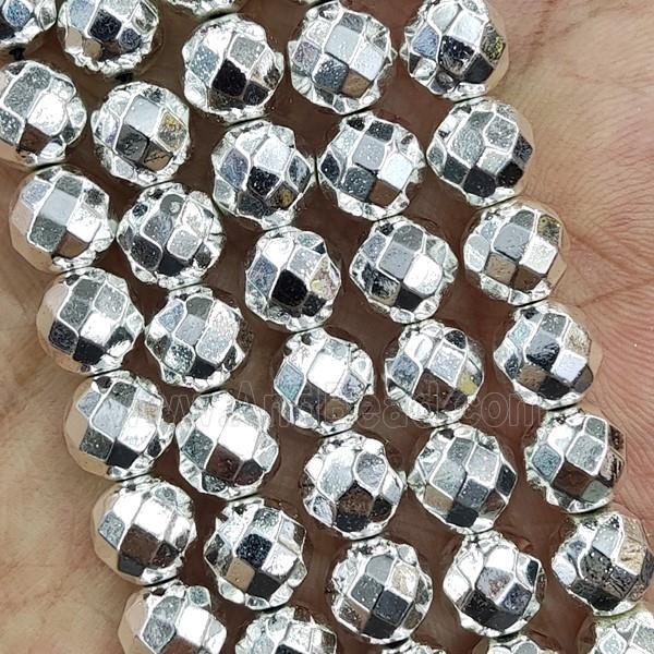Hematite Beads Faceted Round Shine Silver