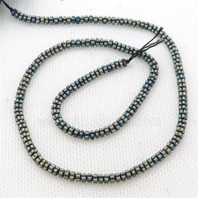 Matte Hematite Beads Flower Blue Green