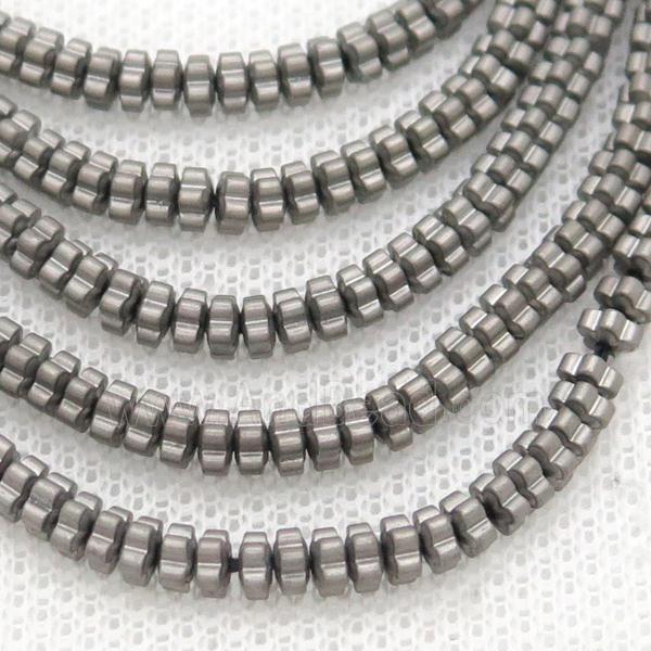 Silver Hematite Beads Flower Matte