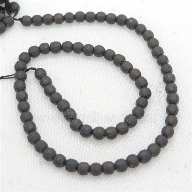 Black Chocolate Hematite Beads Faceted Round