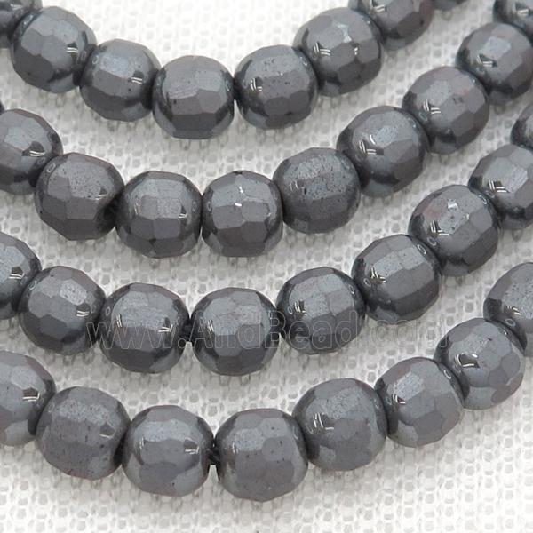 Black Hematite Beads Faceted Round