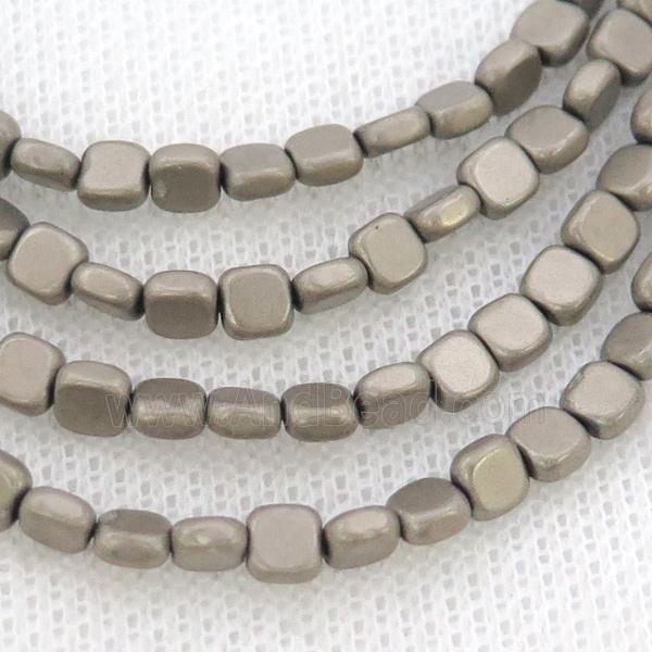 Hematite Beads Square Matte Silver