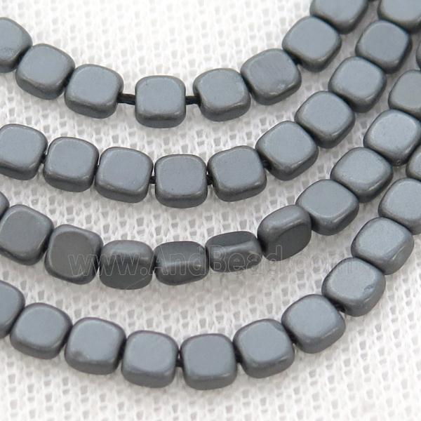 Black Hematite Beads Square Matte