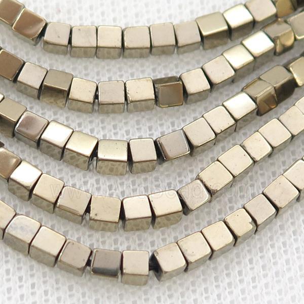 Hematite Cube Beads Pyrite Color
