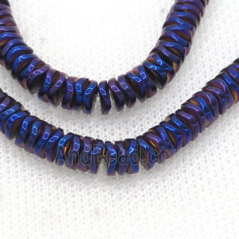 Purple Blue Hematite Heishi Spacer Beads Twist