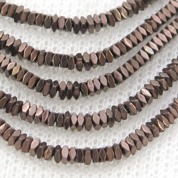Hematite Spacer Beads Faceted Square Chocolate