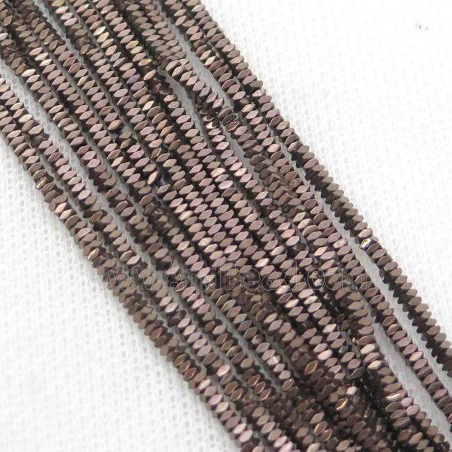 Hematite Spacer Beads Faceted Square Chocolate