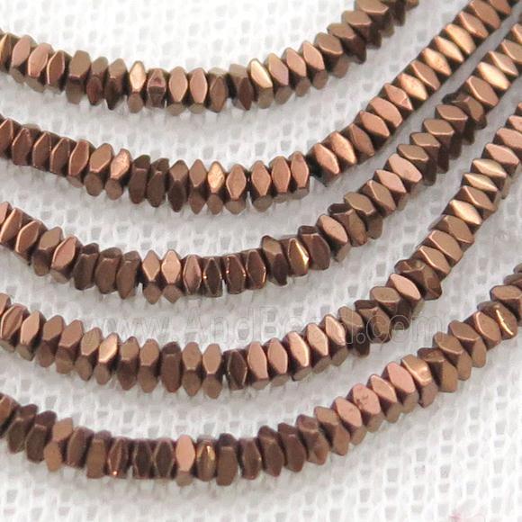 Hematite Spacer Beads Faceted Square Brown
