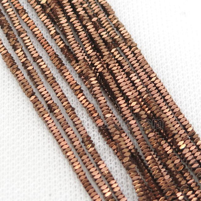 Hematite Spacer Beads Faceted Square Brown