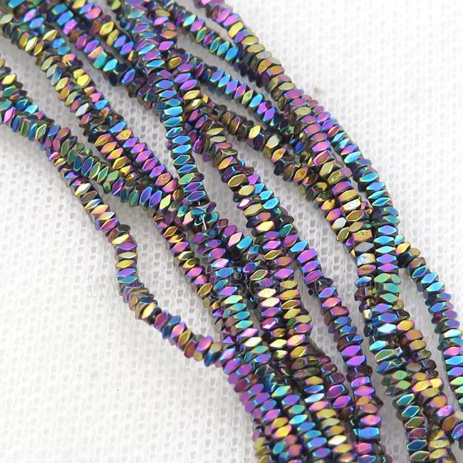 Rainbow Hematite Spacer Beads Faceted Square