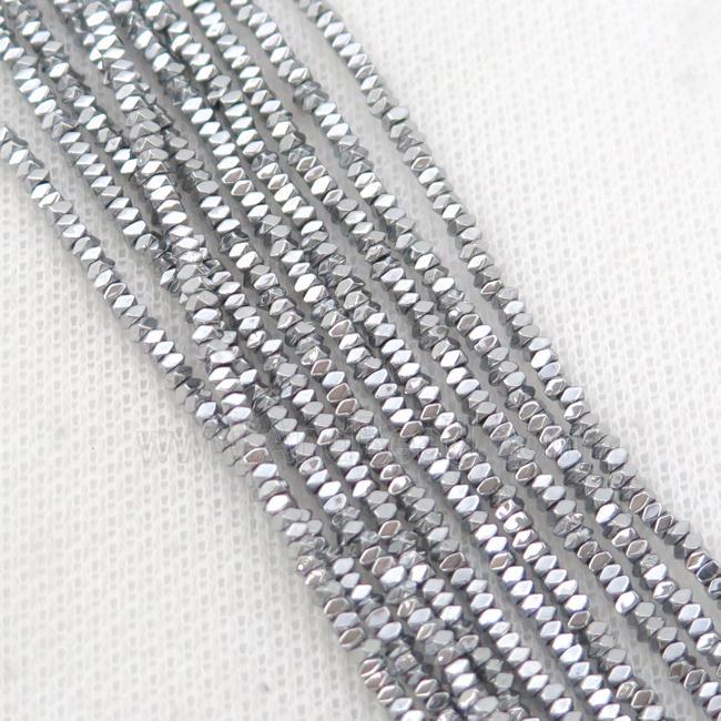 Hematite Spacer Beads Faceted Square Platinum