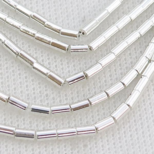 Hematite Tube Beads Shiny Silver