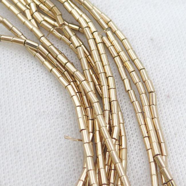 Hematite Tube Beads Lt.Gold