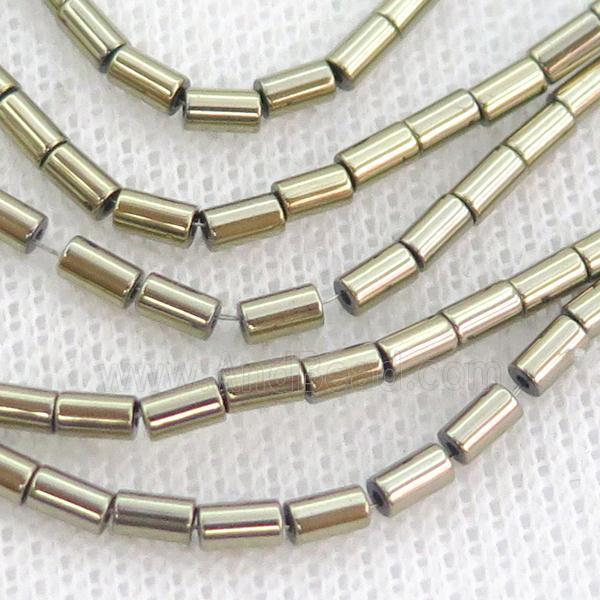 Hematite Tube Beads Pyrite COlor