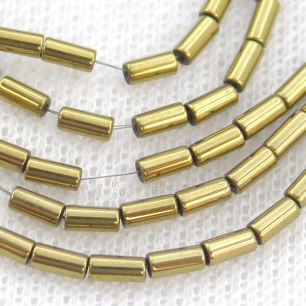 Gold Hematite Tube Beads