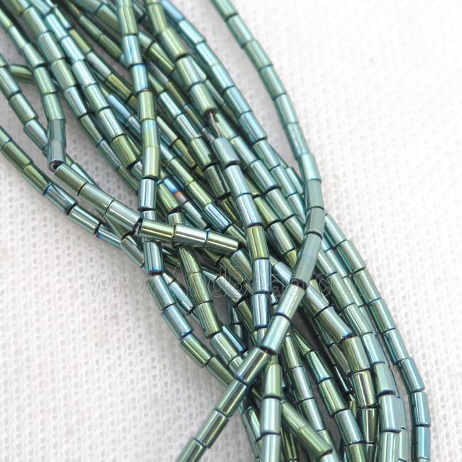 Green Hematite Tube Beads Electroplated