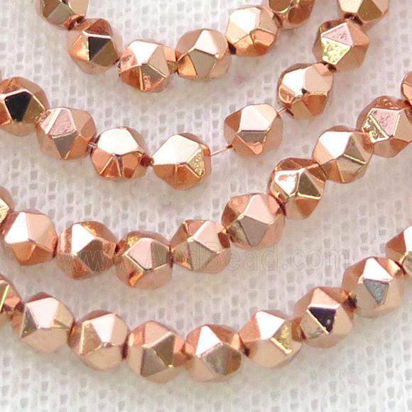 Hematite Beads Cut Round Rose Gold