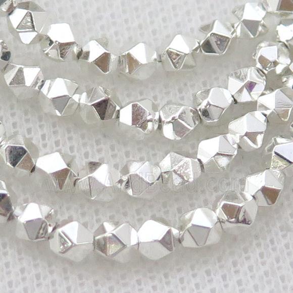 Hematite Beads Cut Round Shiny Silver