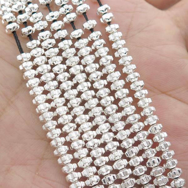 Hematite Beads Flower Shiny Silver Plated