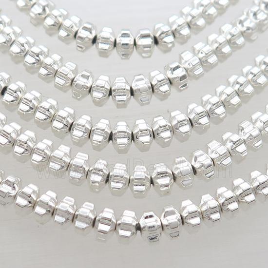 Hematite Beads Flower Shiny Silver Plated