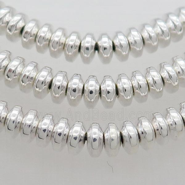 Hematite Beads Rondelle Shiny Silver