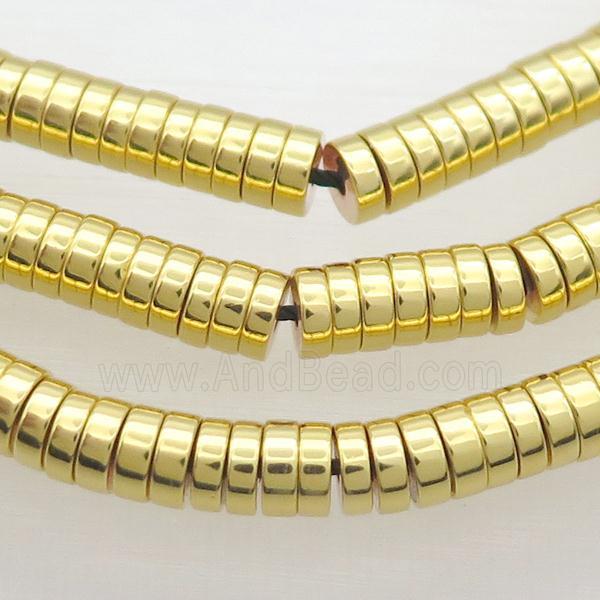 Hematite Beads Heishi Shiny Gold