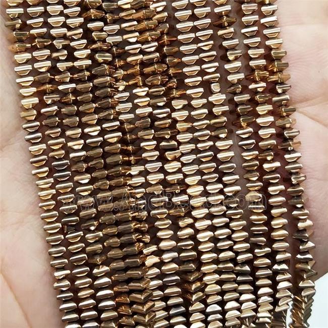 Hematite Square Beads Gold Plated