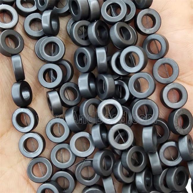 Black Hematite Ring Beads Circle Matte