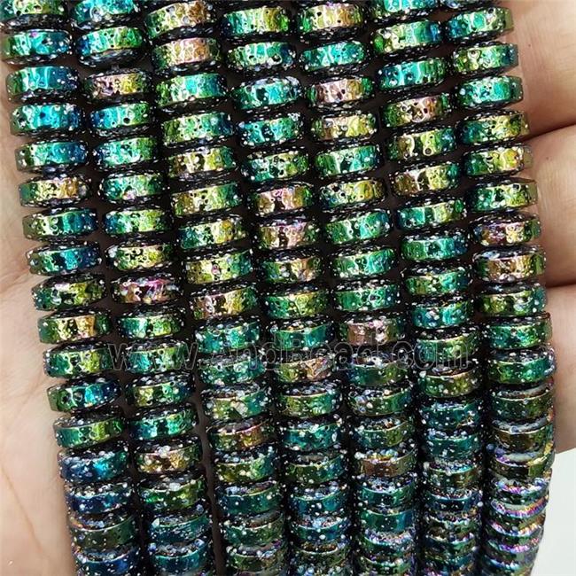 Assembled Lava Beads Heishi Greengold Electroplated