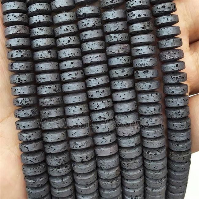 Natural Lava Heishi Beads Assembled Black
