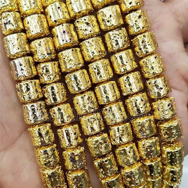 Assembled Lava Beads Column Beads Shiny Gold