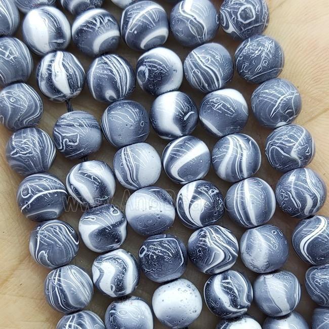 Hematite Beads Smooth Round Gray Lacquered Painted