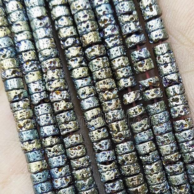 Hematite Heishi Beads Green Electroplated