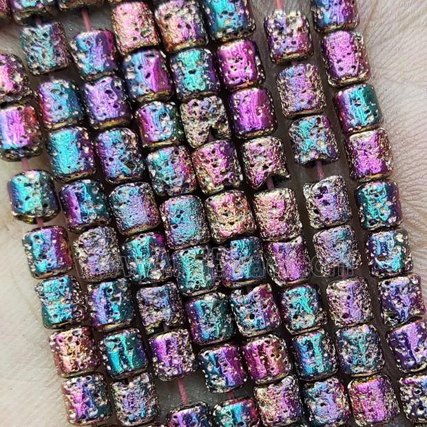 Hematite Tube Beads Multicolor Electroplated