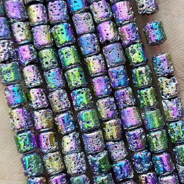 Hematite Tube Beads Rainbow Electroplated