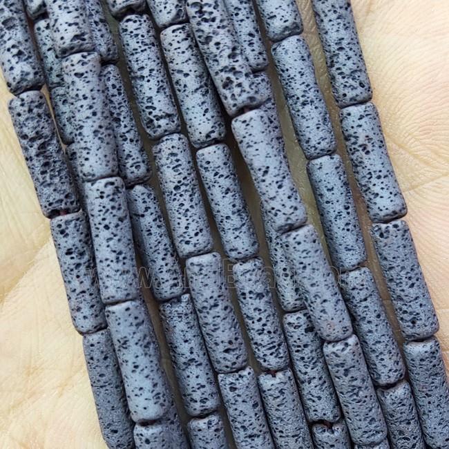 Black Hematite Column Beads Tube Hollow