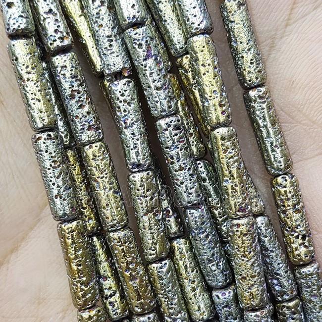 Hematite Tube Beads Green Electroplated