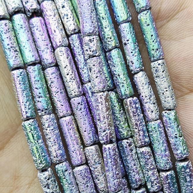 Hematite Tube Beads Multicolor Electroplated