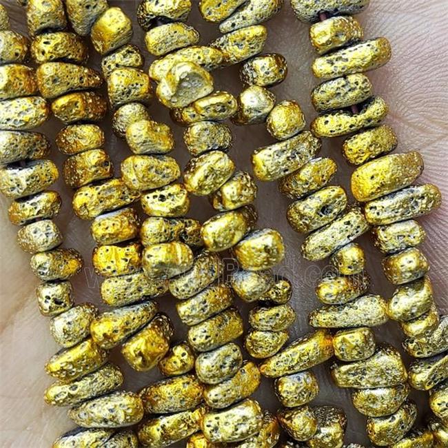 Hematite Beads Freeform Golden Electroplated