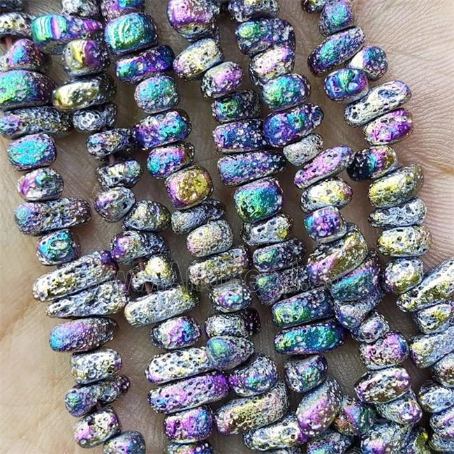 Hematite Beads Freeform Rainbow Electroplated
