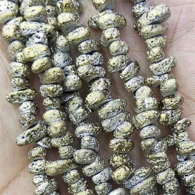 Hematite Beads Freeform Lt.gold Electroplated