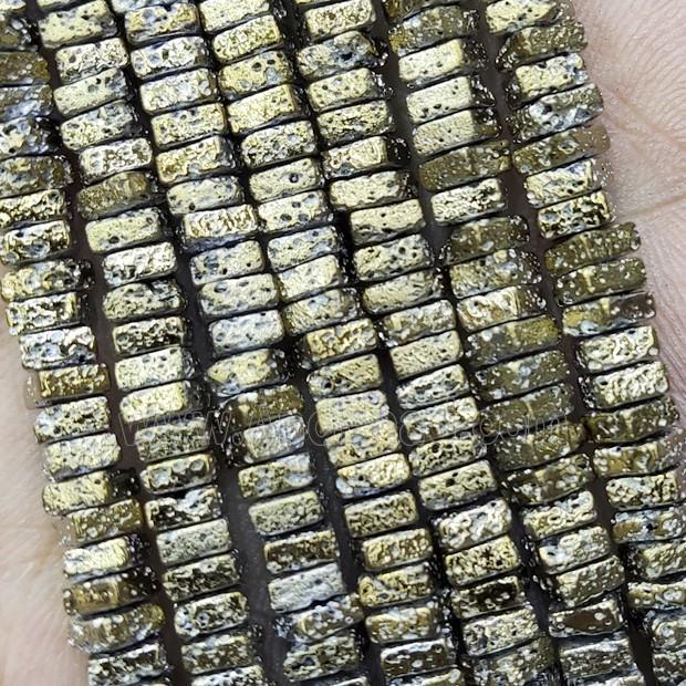 Hematite Beads Square Lt.gold Electroplated