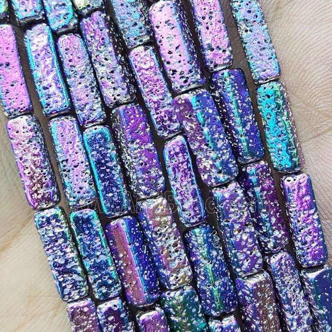 Hematite Tube Beads Rainbow Electroplated