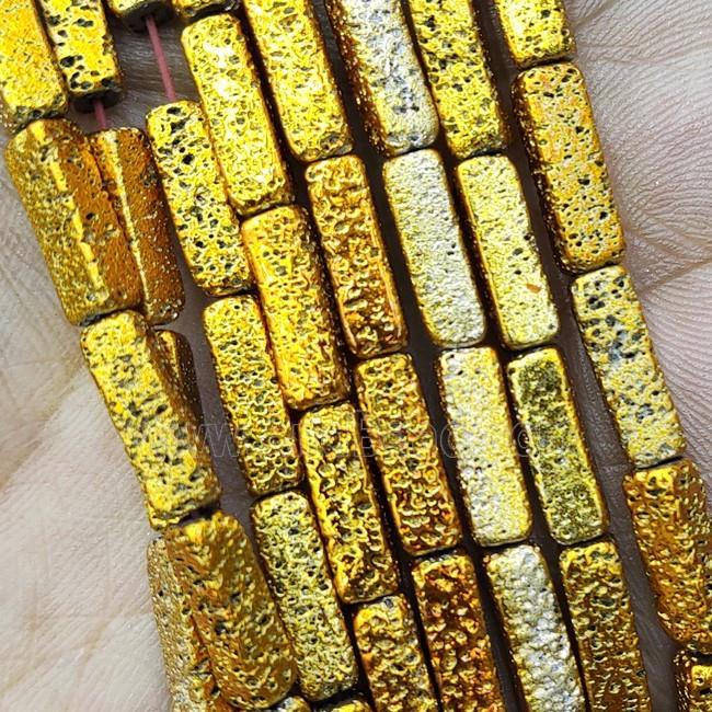Hematite Tube Beads Golden Electroplated
