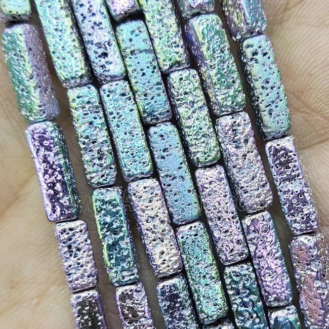 Hematite Tube Beads Multicolor Electroplated