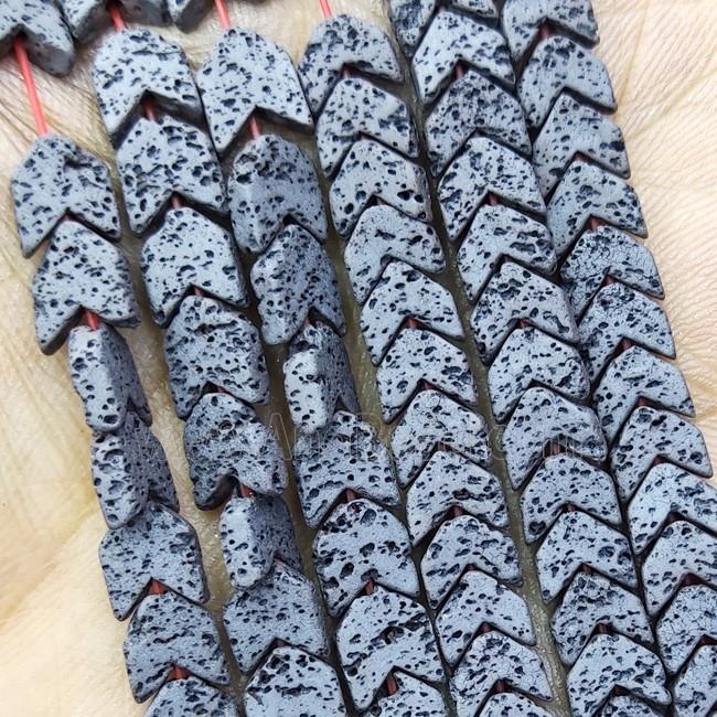 Black Hematite Chevron Beads V-shape Hollow