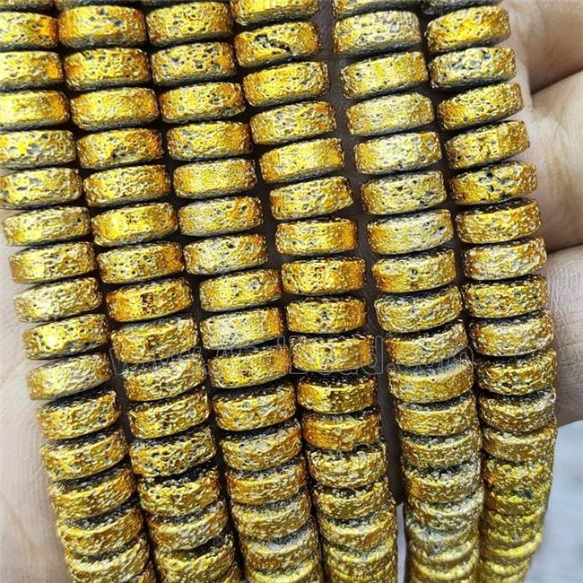 Hematite Heishi Beads Golden Electroplated