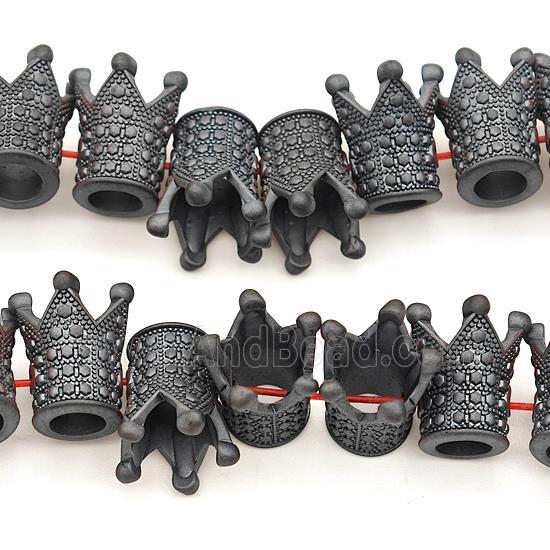 Black Hematite Crown Beads Matte