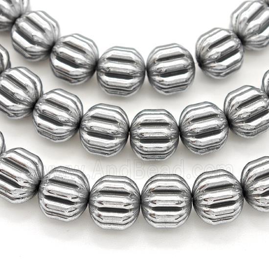 Hematite Pumpkin Beads Platinum Plated